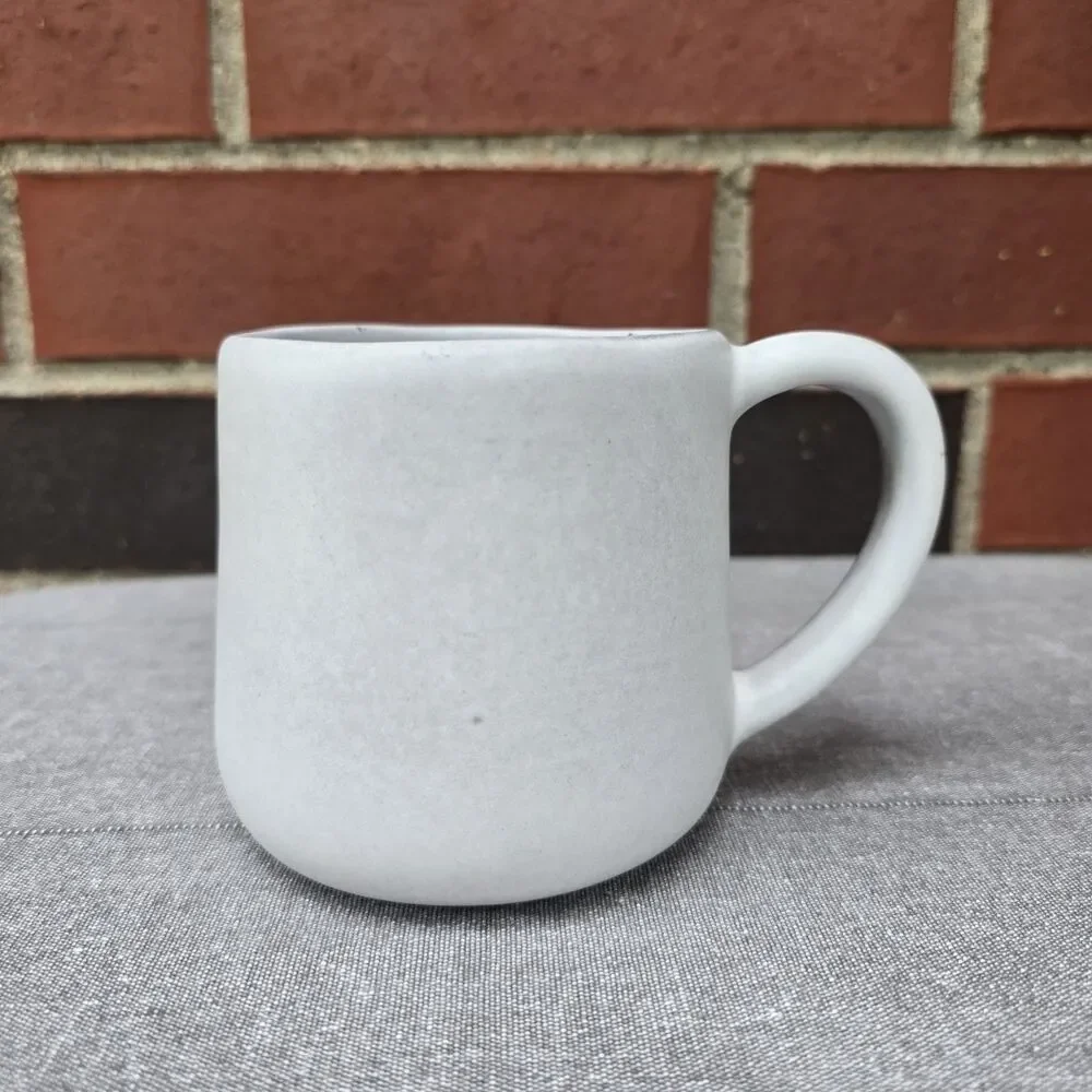 Crate & Barrel Mug Monogram J Handcrafted Artisan Stoneware Portugal Gray Black